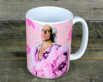 Ric Flair Wrestler MUG boyfriend gift WWF Raw WWE fathers day gifts Prowrestling is he the Greatest Wrestler of all Time not afraid of pink