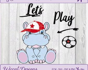 Hippo svg, Soccer svg, svg for boys, animals svg, boys svg, scanncut, dxf cut file, fcm file, t shirt design, kids svg, vinyl cut file