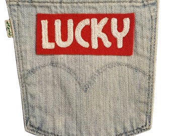 Lucky Lager chain-stitch patch