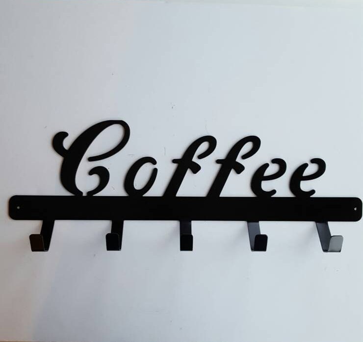Coffee Cup Hooks. Coffee Sign. Rustic Hooks. Metal Hooks.