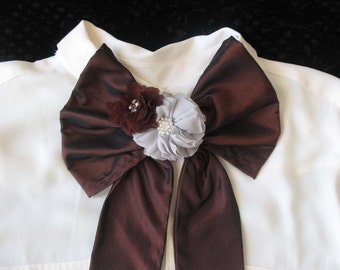 Scarf Necktie Bow with Detachable Flowers
