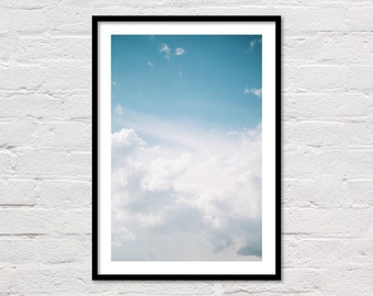 Sky Print, Clouds Wall Print, Sky Photo, Cloud Photo, Bedroom Printable, Minimalist Art, White and Blue Sky Art, Cloud Art, Digital Download