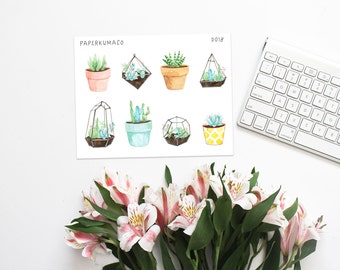 succulent plant decorations for bullet journals, planners etc. - D018