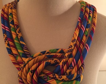 Ankara Knot Necklace, African Knot Necklace, African Style Necklace