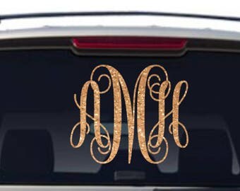 Monogram Car Decal, Glitter Monogram Window Preppy, Monogrammed Sticker, Initials Decal, Monogram For Women, Girls Decal, Personalize Decal
