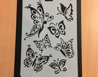 Plastic, Butterfly Stencil, Butterflies Stencil, Planner Stencil, Journal Stencil, Bullet Journal Stencil, Soft Plastic Sheet, 26 x 17.6 cm