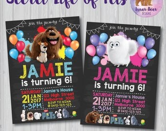 Secret Life of Pets Invitation, Secret Life of Pets Party, Secret Life of Pets Birthday, Max and Duke Invitation, Gidget Invitation, Paw-ty