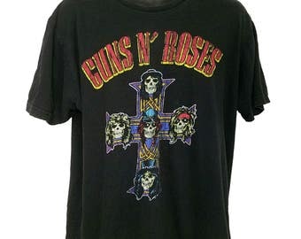 Guns N Roses T Shirt Vintage 80s Appetite For Destruction Worn Faded Mens Size Large