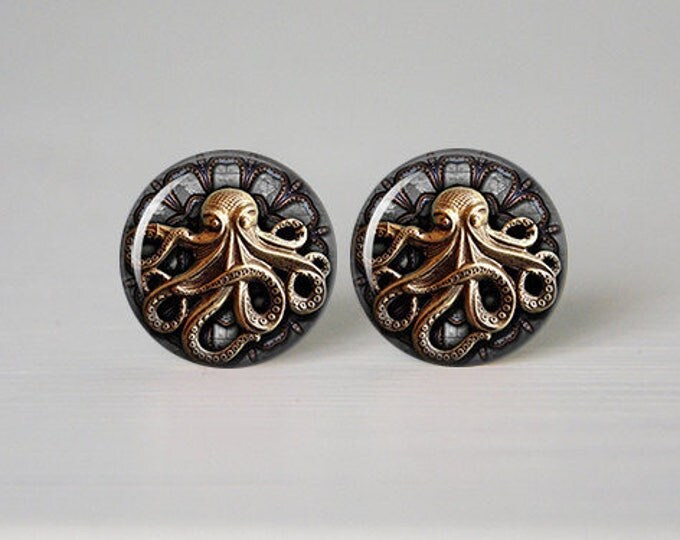 Octopus Earrings, Octopus Jewelry, squid earrings, nautical earrings, sea earrings, OCTOPUS Earring Studs, Nautical Jewelry