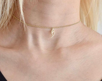 Letter Choker - Initial Choker - Initial Choker Necklace - Tiny Choker - Silver Choker - Initial Jewelry - Charm Choker - Mother's Day Gift