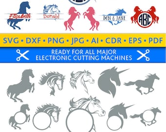 Horse Svg Horse Monogram Frames Svg Horse Frames Svg Horses Svg Cut Files Silhouette Studio Cricut Svg Dxf Jpg Png Eps Pdf Ai Cdr