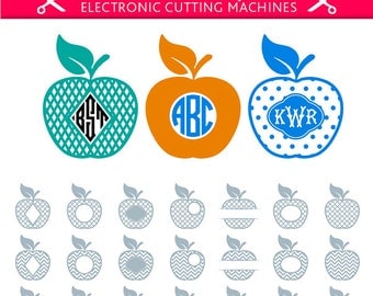 Apple Svg Apple Monogram Frames Svg Apple Frames Svg Apples Svg Cut Files Silhouette Studio Cricut Svg Dxf Jpg Png Eps Pdf Ai Cdr