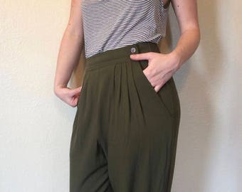 Vintage Forest Green 1980s Stirrup pants