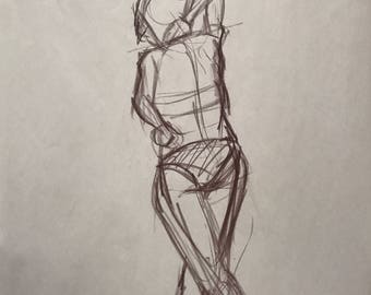 Figure Drawing - Female from behind 18" x 24"