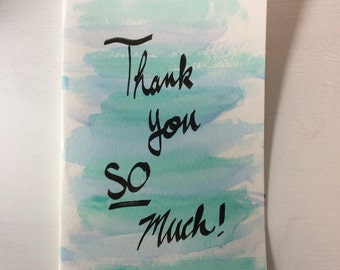 Teal Watercolor & Calligraphy Thank You Card
