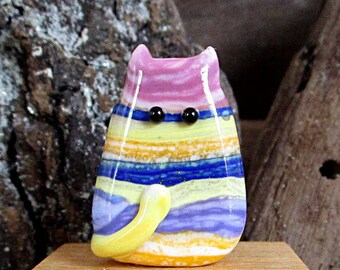 Handmade Lampwork Easter Egg Cat Bead Focal - Nickson FatCat