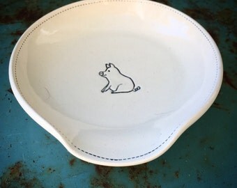 Piggy spoon rest in black and white