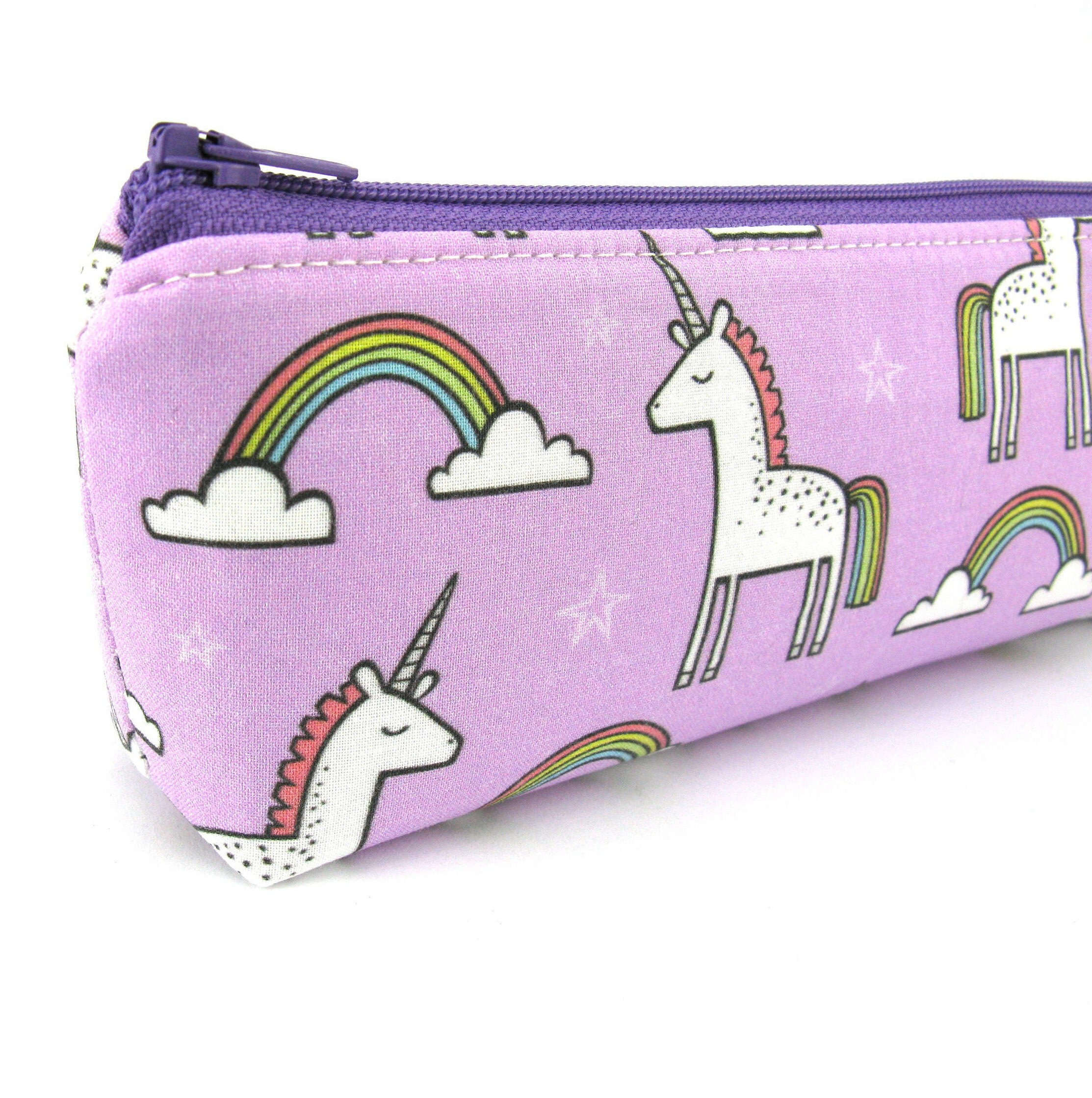 Purple Rainbow Tail Unicorn Pencil Case Pencil Pouch Zip