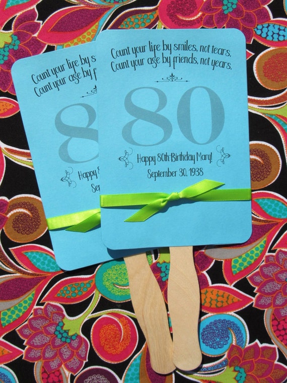 Adult Birthday Favor 80th Birthday Personalized Fans