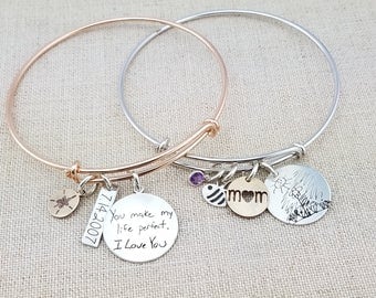 Personalized Bracelet · Handwriting Jewelry · Personalized Bangle Bracelet · Adjustable Bangle · Kids Drawing · Mother's Day Gift Mom Women