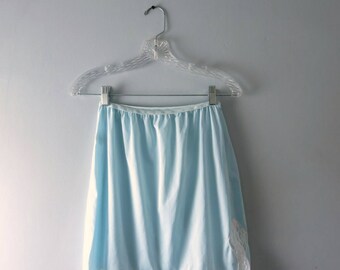 Pale Blue Half Slip | 1960s Blue Half Slip | Vintage Blue Mini Slip | 60s 70s Lingerie