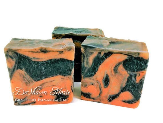 SALE SOAP - Grapefruit Palmarosa Soap, Vegan Soap, Cold Process Soap, Natural Soap, Activated Charcoal Soap, Christmas Gift, Mother's Day Gi