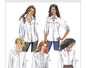 Misses Fitted Shirts, Length & Front Variations, Size 6 -8 -10 -12 or 14 -16 -18 -20 -22 Butterick B5526 Sewing Pattern- UNCUT