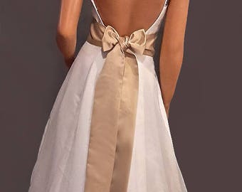 Satin wedding sash bridal belt prom evening pageant tie bridesmaid belt SSH100 AVL IN champagne and 18 other colors CHOOSE Length & Width