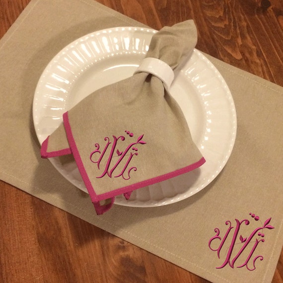 Monogrammed Canvas Napkin Set of Four