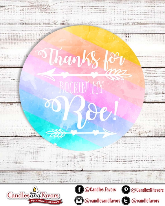 Thanks For Rockin My Roe - Fashion Consulting Stickers - Rainbow Watercolor Personalized Round Sticker Labels - Available in 8 sizes Il_570xn