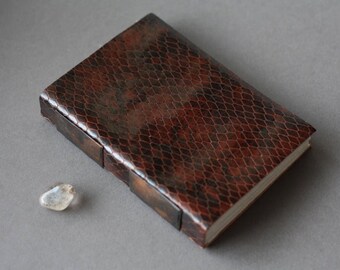 Snakeskin sketchbook in embossed brown leather (Fountain pen friendly)