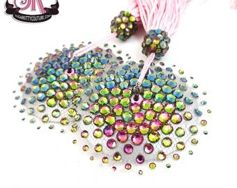 Floating Nearly Nude Illusion Sunburst Rhinestone Nipple Pasties - SugarKitty Couture