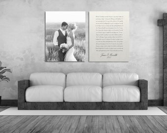 1st Anniversary Gift, 1 Year Anniversary Gift, One Year Anniversary Gift, Gift For Her or Him, Picture And Vows Or Lyrics On Canvas