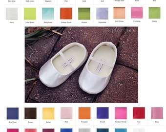 Baby Girl Shoes Satin Toddler Girl Shoes Ivory Soft Soled Shoes Wedding Shoes Pink Easter Shoes Flower Girl Shoes LOTS OF COLORS - Jane