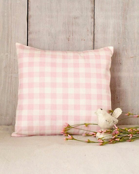 Pink Check Pillow Cover Romantic Soft Pink Pillow Girls