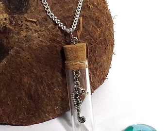 Seahorse Nautical Charm– Simplistic Glass Vial Handmade Necklace