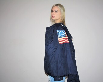 90s Tommy Hilfiger Blue Puffy Ski Coat - 90s Tommy Hilfiger Jacket - Vintage Tommy Hilfiger - W00416