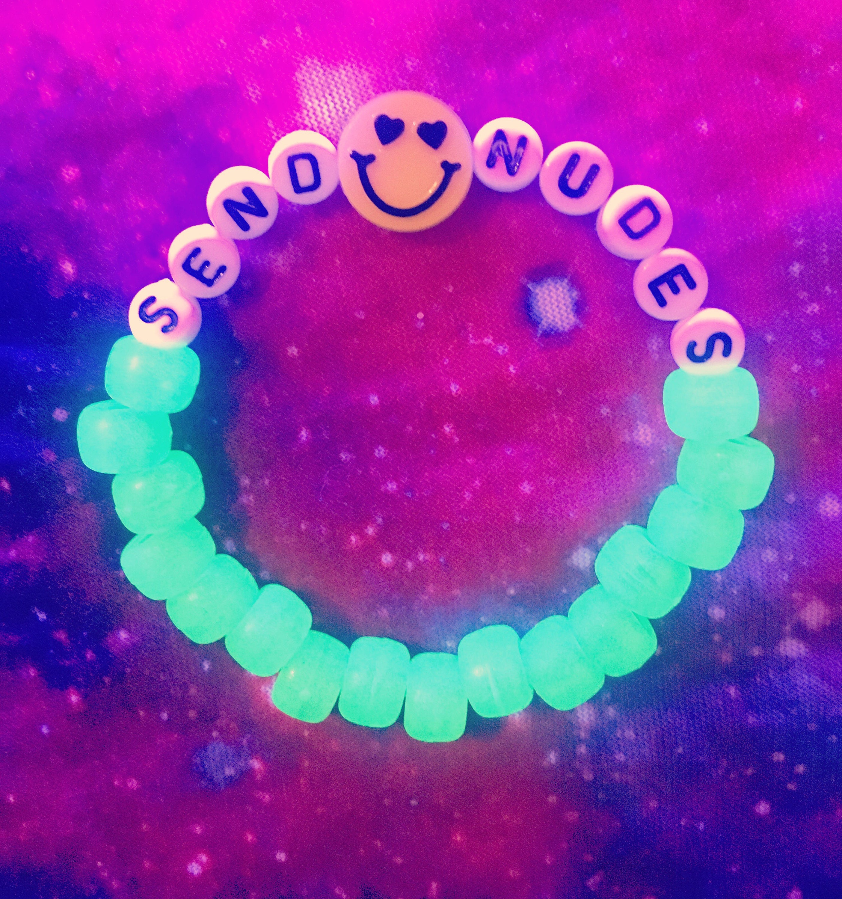 Kandi Bracelet Blacklight Send Nudes Emoji bracelet