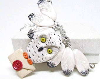 Harry potter owl necklace, hedwig necklace, owl jewelry, snowy owl necklace, harry potter jewelry