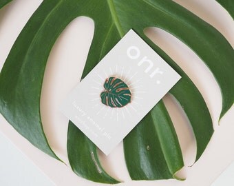 Monstera Leaf Cheese Plant Enamel Lapel Pin Badge //