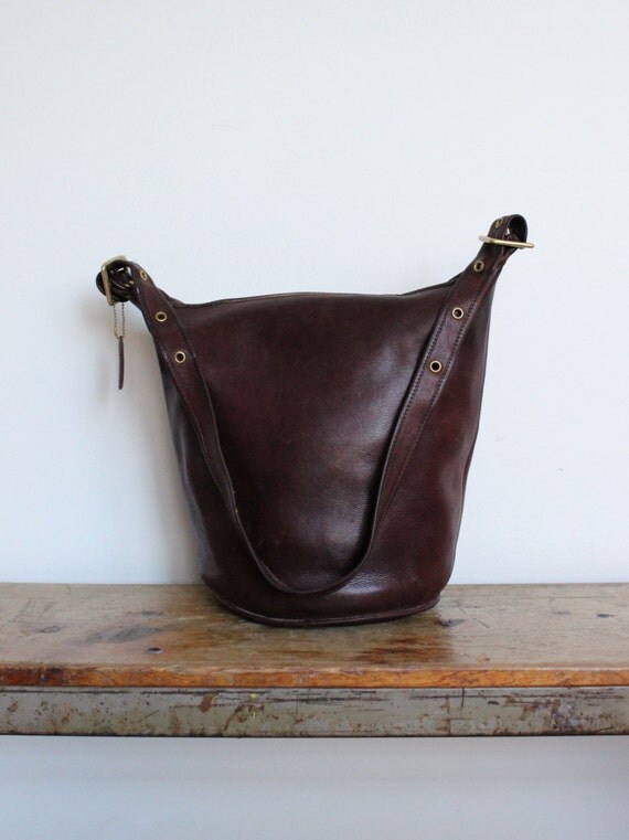 Vintage Coach Duffle Bag Burgundy Brown // Bucket Bag Feed Sac