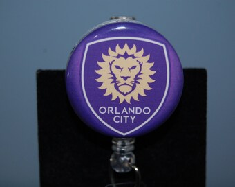 Retractable Badge Holder Orlando City Soccer Club/ Alligator /Belt Clip or Stethoscope Name Tag by Hot Headz