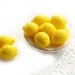 8pc Yellow Lemon beads, 10x14mm Glass fruit beads, bright yellow top drilled lemons - 14x10mm - 0777