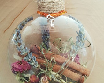 New Home Blessing Ornament - Witch Ball - Herbal Blessing - Yule Decor - House Protection Spell - Tree Ornament - Wiccan - Pagan