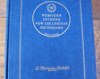 Vintage Webster's Seventh New Collegiate Dictionary with Thumb Indexing.1963 Dictionary.Dictionary Print.Dictionary Paper.History Classroom.
