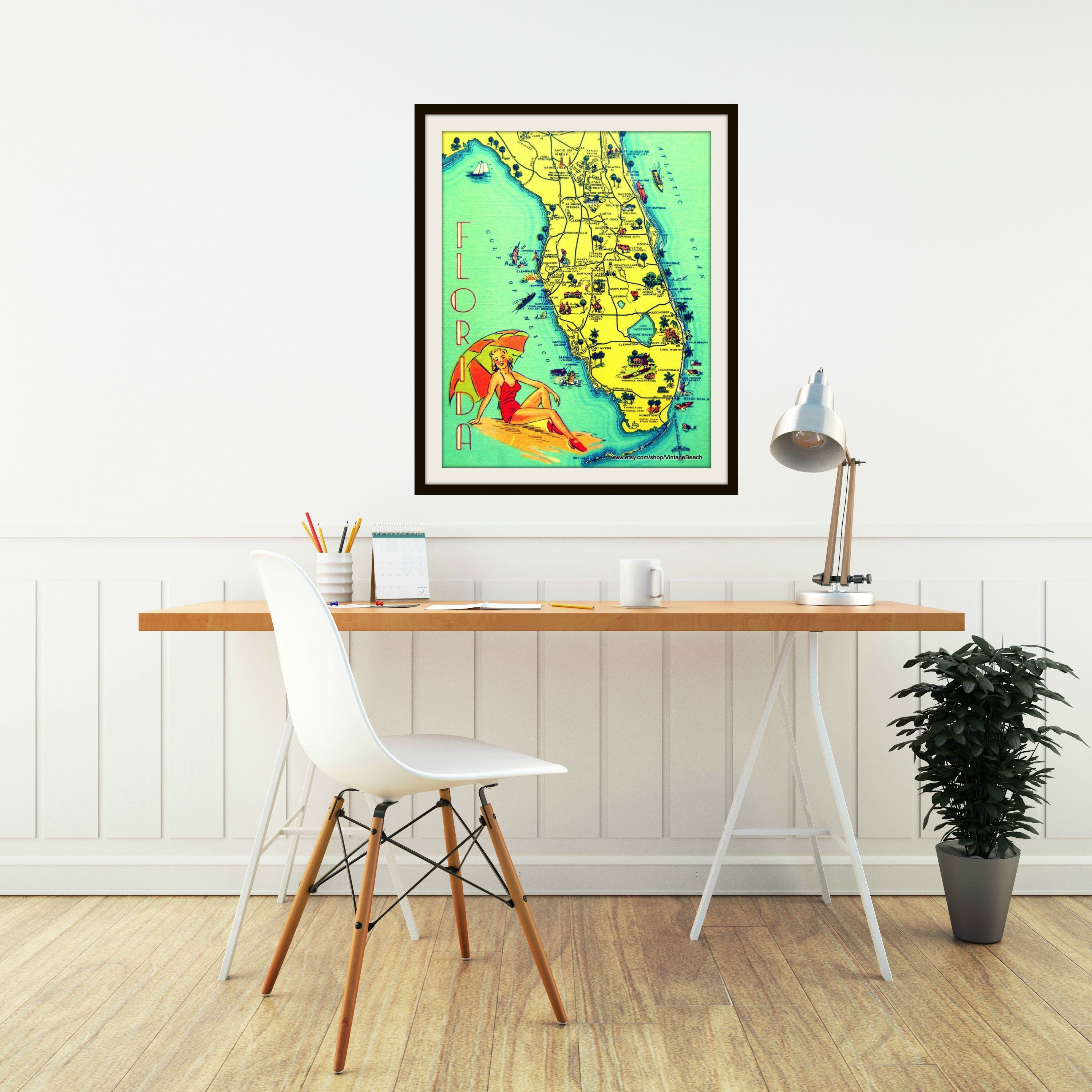 Old Florida Map Art Vintage Florida - Il Fullxfull.1243767405 543p