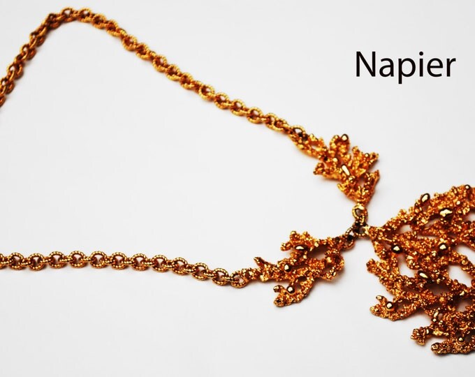 Napier Gold Plated Coral Necklace - Book Piece - Eugene Bertolli - sculpted Coral -