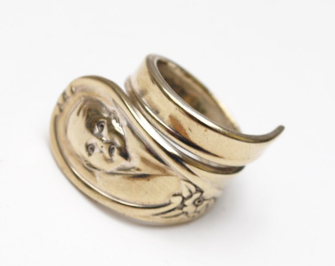 Spoon Ring - Silver plated - Gerber baby spoon -size 8 - Winthrop -cuff ring