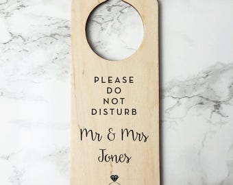 Mr & Mrs Wedding Door Hanger Personalised Do Not Disturb Sign Plaque Newlyweds Gift