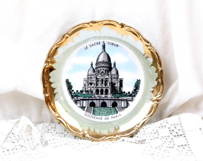 Vintage French Bone China Souvenir Wall Plate from Paris with the Sacré Coeur Montmartre Chateau Chic, French Decor, Vacation, Basilica